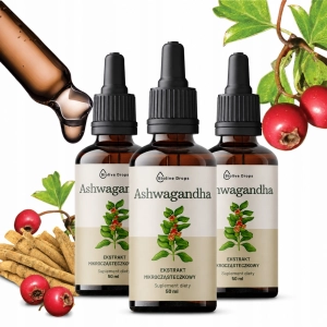 Zestaw „Ashwagandha Trio” – równowaga, odporność na stres i regeneracja | 3×50 ml Biolive Drops